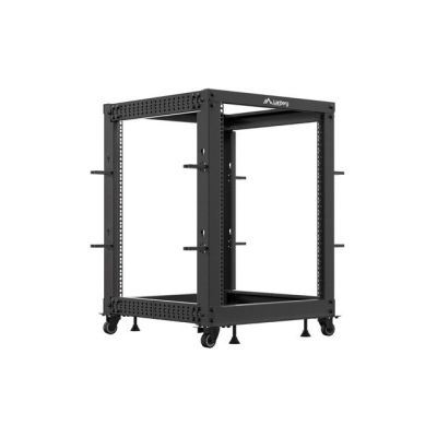8. OFFENES RACK 19" 15U 600X600-1100 EINSTELLBAR SCHWARZ LANBERG