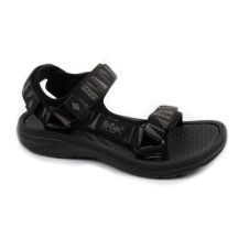 Lee Cooper Herrenschuhe mit Klettverschluss für sommerliche Strandsandalen, leicht, schwarz