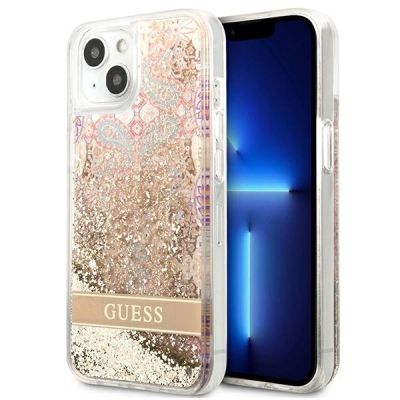 Guess GUHCP13SLFLSD iPhone 13 mini 5,4" Gold/Gold Hardcase Paisley Liquid Glitter