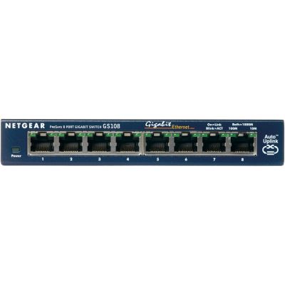 NETGEAR GS108GE Netzwerkkarte, nicht verwaltetes Gigabit-Ethernet (10/100/1000), Blau