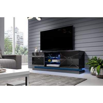 6. TV-Schrank QIU 160 MDF Hochglanzschwarz/Hochglanzschwarz