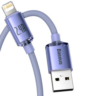 10. Baseus Crystal Shine Series Kabel USB-Kabel für schnelles Aufladen und Datenübertragung USB Typ A - Lightning 2.4A 2m lila (CAJY000105)