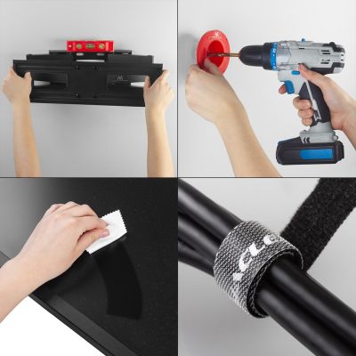 MACLEAN TV-HALTERUNG, VESA MAX 600X400, 32-85", 60KG, VERTIKAL UND HORIZONTAL VERSTELLBAR, PROFIL 65-390MM, SCHWARZ MC-789