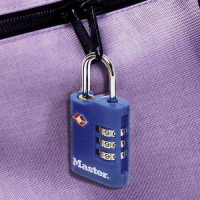 3. MASTER LOCK 4686EURT Kofferschloss, Zahlenschloss für Gepäck, Zink, Schwarz, Blau, Lila, Rot