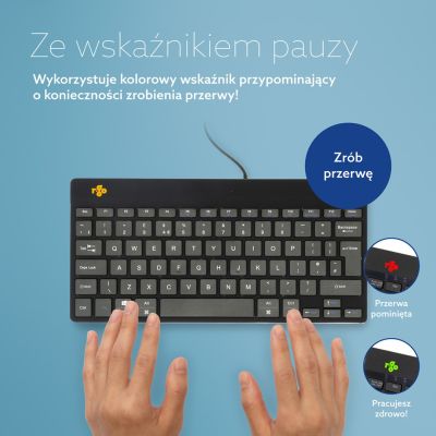 6. Ergonomisches R-Go Compact Break-Keyboard von R-Go Tools mit Break-Software, QWERTY (UK), kabelgebunden, Schwarz