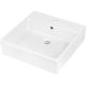 Deante TEMISTO CDT_6U5S Keramikwaschbecken, Aufsatz-/Wandmontage, mit Armaturenplatz – 50 x 50 cm, weiß