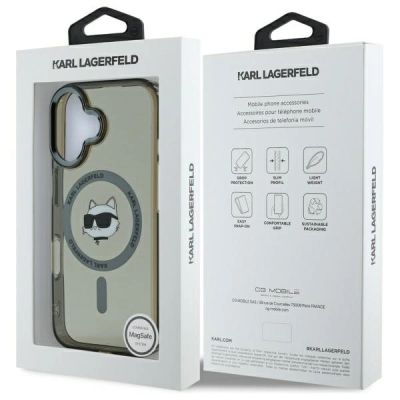 8. Karl Lagerfeld IML Metal Choupette Head MagSafe Hülle für iPhone 16 - Schwarz