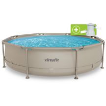 VIRTUFIT RUNDER POOL 305 CM MIT FILTPUMPE BEIGE