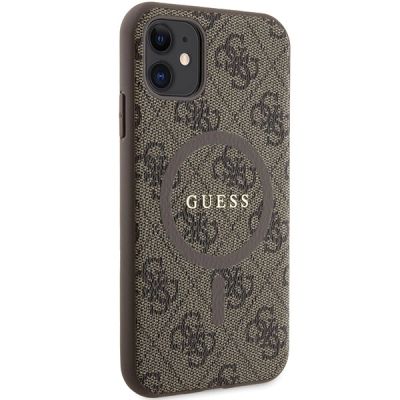 4. Guess GUHMN61G4GFRW iPhone 11 6,1" / Xr braun/braunes Hardcase 4G Collection Leder Metall Logo MagSafe