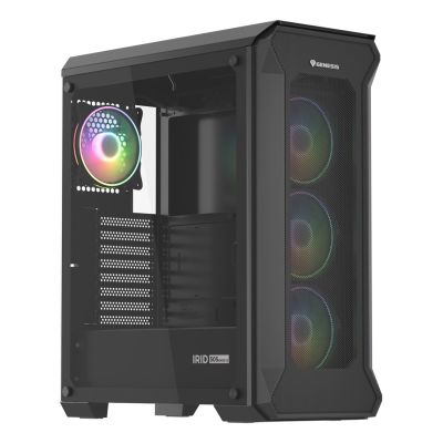 14. NATEC Genesis Irid 505 ARGB NPC-1518 Gehäuse (ATX, Micro-ATX, Mini-ITX; Schwarz)