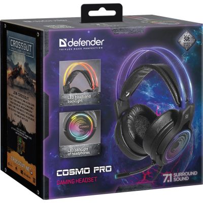 7. DEFENDER On-Ear-Kopfhörer mit Mikrofon Cosmo Pro 7.1 RGB-Hintergrundbeleuchtung 64536