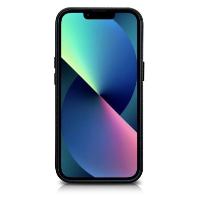 2. iCarer Litchi Premium Ledertasche iPhone 14 Magnetische Ledertasche mit MagSafe Schwarz (WMI14220709-BK)