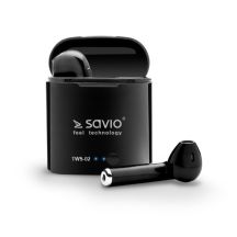 SAVIO TWS-02 kabellose In-Ear-Kopfhörer (kabellos, Bluetooth, mit integriertem Mikrofon, schwarz)