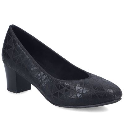 Schwarze Damen-Pumps aus Leder mit niedrigem Absatz, Rieker 44650-05