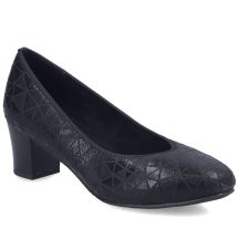 Schwarze Damen-Pumps aus Leder mit niedrigem Absatz, Rieker 44650-05
