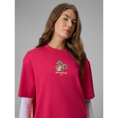 6. Locker geschnittenes Damen-T-Shirt mit Aufdruck 4F 4FRSS26TTSHF3706-53S