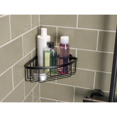 5. TESA ALUXX SCHWARZ Aluminium-Wandduschkorb