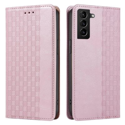 8. Magnetband-Hülle für Samsung Galaxy S22 + (S22 Plus) Tasche mit Geldbörse + Mini-Lanyard-Anhänger Pink