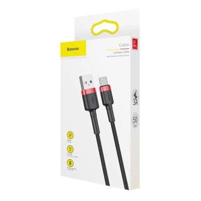 9. Baseus Cafule USB-A / USB-C QC 3.0 3A Kabel 0,5 m - Schwarz und Rot
