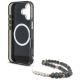 6. Guess Palm Trees Triangle Pearl Strap MagSafe iPhone 16 Hülle Schwarz