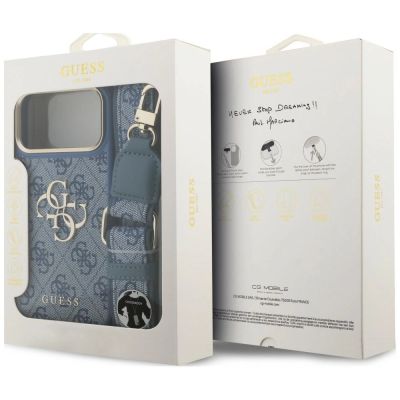 9. Guess 4G Big 4G Classic Logo Big Strap Metal Buttons Hülle für iPhone 18 Pro Max / 17 Pro Max – blau