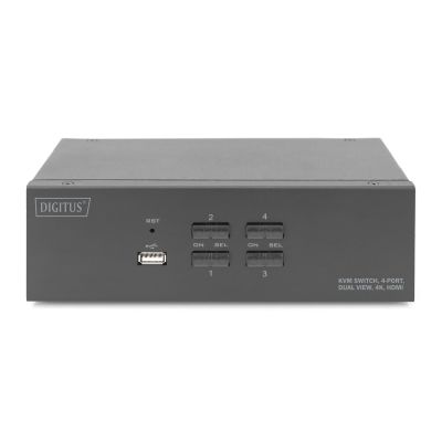 4. Digitus KVM-Switch, 4 Ports, Dual-Monitor-Unterstützung, 4K, HDMI®