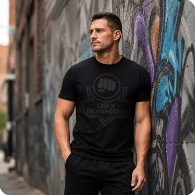 2. Schwarzes Herren-T-Shirt aus Baumwolle, DBX Bushido