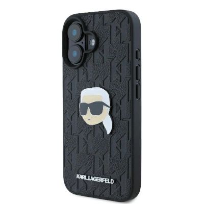 2. Karl Lagerfeld Monogram Karl Head Pin Hülle für iPhone 16 – Schwarz