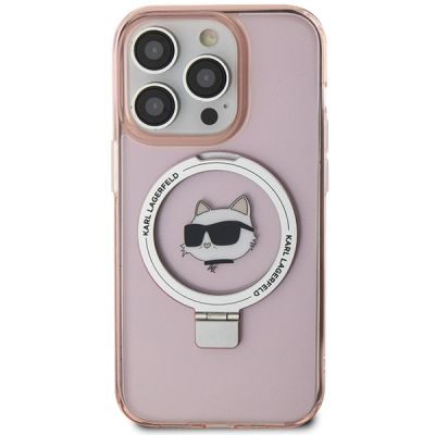 3. Karl Lagerfeld KLHMP15LHMRSCHP iPhone 15 Pro 6,1" rosa/rosa Hardcase Ringständer Choupette Head MagSafe