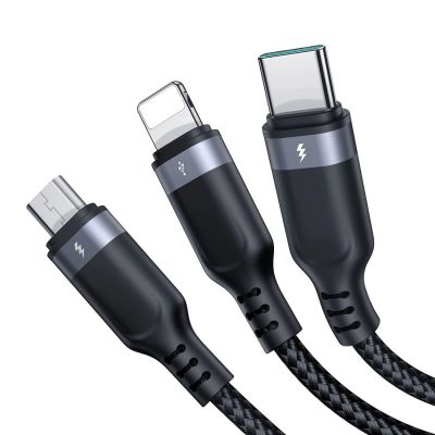 3. Joyroom S-A18 3in1 3.5A USB-A - Lightning+USB-C+MicroUSB Kabel 1,2m - schwarz