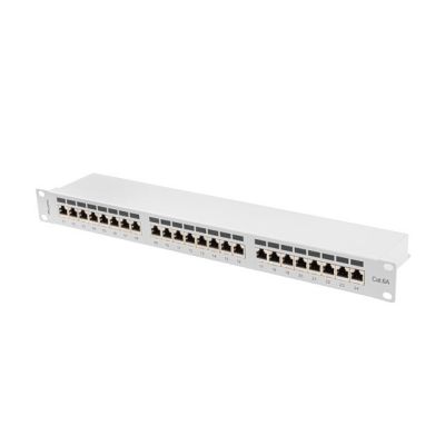 19. LANBERG Patchpanel, 24 Ports, 1 HE, 19 Zoll, CAT.6A, FTP, Grau, PPSA-1024-S