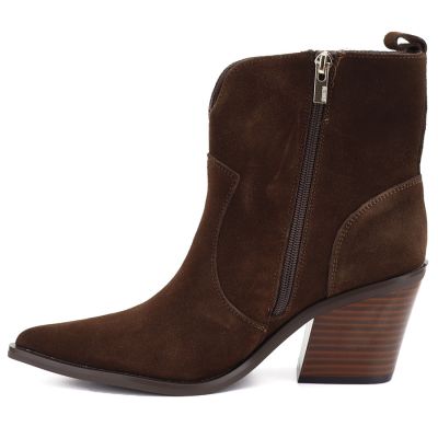 3. Damen-Lederstiefeletten, gefüttert, braune Cowboystiefel, Big Star SS274473