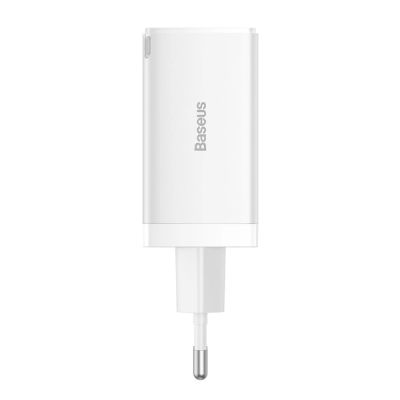 6. GaN 2xUSB C 1xUSB 65W Schnellladegerät Baseus GaN5 Pro + USB C - USB C 100W Kabel - Weiß