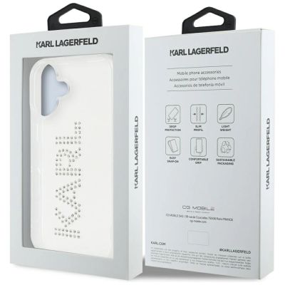 8. Karl Lagerfeld IML Strass Logo iPhone 16 Hülle - Transparent