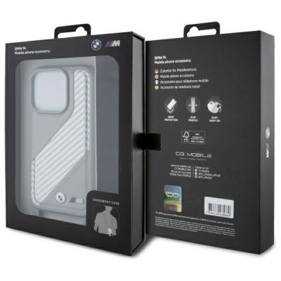 7. BMW M Edition Carbonstreifen- und Riemenhülle für iPhone 16 Pro Max – Grau