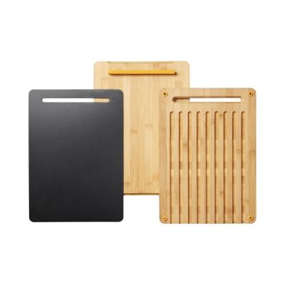 Fiskars 1057550 Rechteckiges Bambus-Schneidebrett, Bambus-Kunststoff, Schwarz