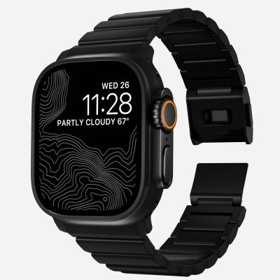 2. NOMAD Titanarmband – Titanarmband für Apple Watch 46 mm/49 mm (schwarze Hardware) V2