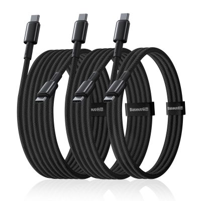 Baseus Wolfram Gold 100W USB-C Kabelset – USB-C 1 m, 2 m, 3 m – Schwarz