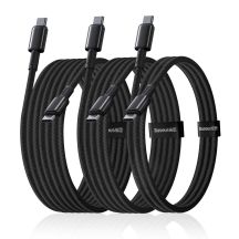 Baseus Wolfram Gold 100W USB-C Kabelset – USB-C 1 m, 2 m, 3 m – Schwarz