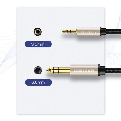 8. Ugreen AV127 10628 Audio-TRS-Kabel Miniklinke 3,5 mm / Klinke 6,35 mm 2 m – Grau