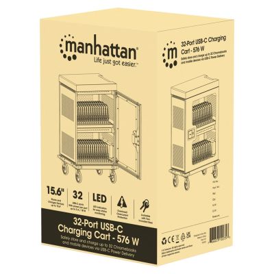 5. Manhattan 102353 Schrank für mobile Geräte, mobiler Geräteverwaltungswagen, Grau