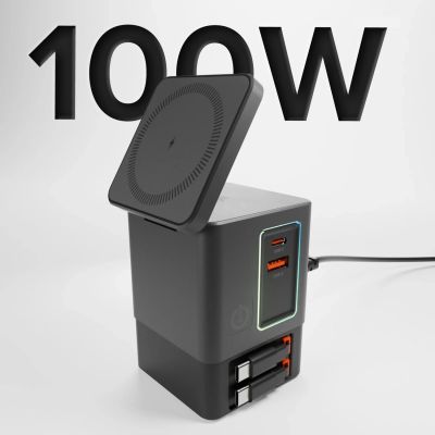 2. SBS Power Dock 6-in-1 mit MagSafe, Ständer und USB-C-Kabeln 65 W – Schwarz