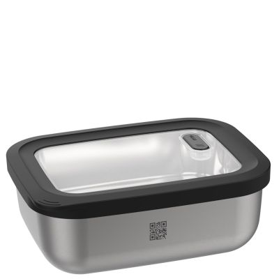 GEFU 12776 Lebensmittel-Aufbewahrungsbehälter, rechteckig, 2,6 l, Schwarz/Edelstahl, 1 Stück