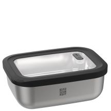 GEFU 12776 Lebensmittel-Aufbewahrungsbehälter, rechteckig, 2,6 l, Schwarz/Edelstahl, 1 Stück