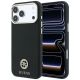 Guess MagSafe Hülle mit genarbtem, rundem Strass-Logo für iPhone 18 Pro / 17 Pro – Schwarz