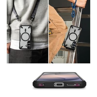 7. Ringke Fusion X Magnetische MagSafe Hülle für Samsung Galaxy S26 - Transparent Schwarz