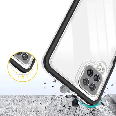6. Klare 3in1 Hülle für Samsung Galaxy A22 4G Frame Gel Cover Schwarz
