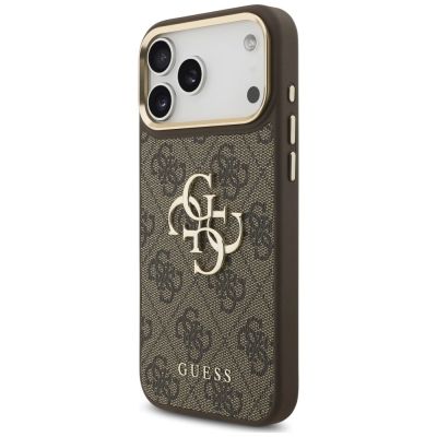 2. Guess 4G Big 4G Classic Logo Big Strap Metal Buttons Schutzhülle für iPhone 18 Pro Max / 17 Pro Max – braun