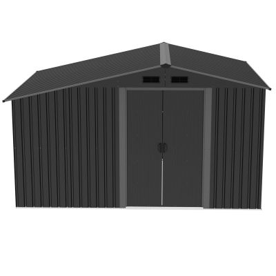 20. Metall-Gartengeräteregal mit Holzablage 308 x 245 x 202 cm