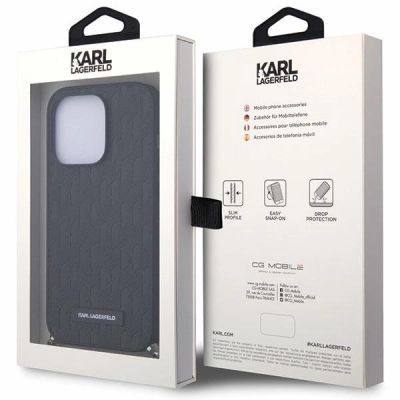 7. Karl Lagerfeld KLHCP14LSACKLHPK iPhone 14 Pro 6,1" schwarz/schwarzes Hardcase mit Saffiano-Monogrammkette